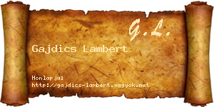 Gajdics Lambert névjegykártya